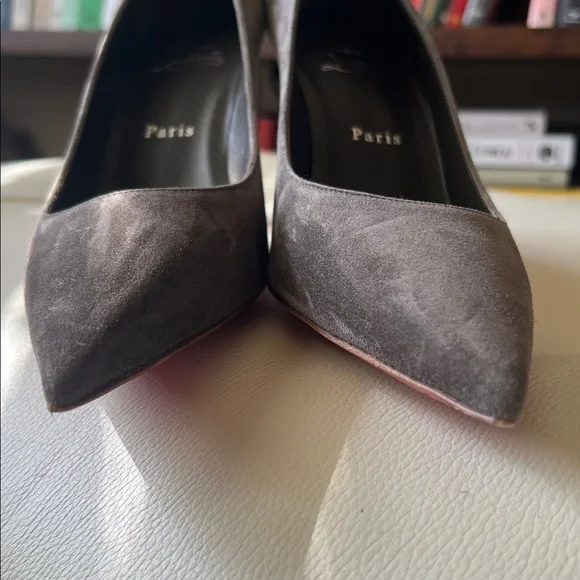 Christian Louboutin Gray Suede and Red Heels, Size 40 (10B) - Picture 7 of 15